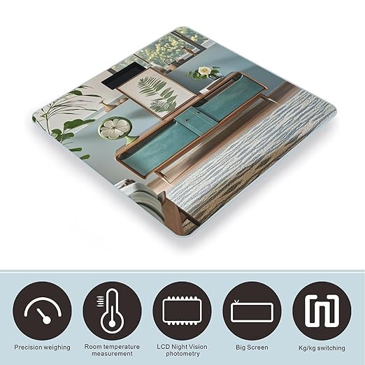 Mid Century Modern Scale for Body Weight Digital Bathroom Scale Toughened Glass High Precision Scales for Body Weight with Large LCD Backlight Display Weight Scales