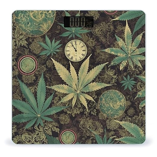 A Puff in Time Weed Marijuana Scale for Body Weight Safe Rounded Corners Tempered Glass Digital Bathroom Scale LED Display 400lb Capacity Weight Scales with High Precision Sensors