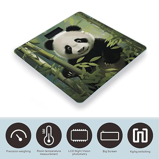 Curious Baby Panda Digital Bathroom Scale for Body Weight with High Precision Digital Weighing Scale with BMI Clear LCD Display and Step-On Measures Weight Up to 180kg