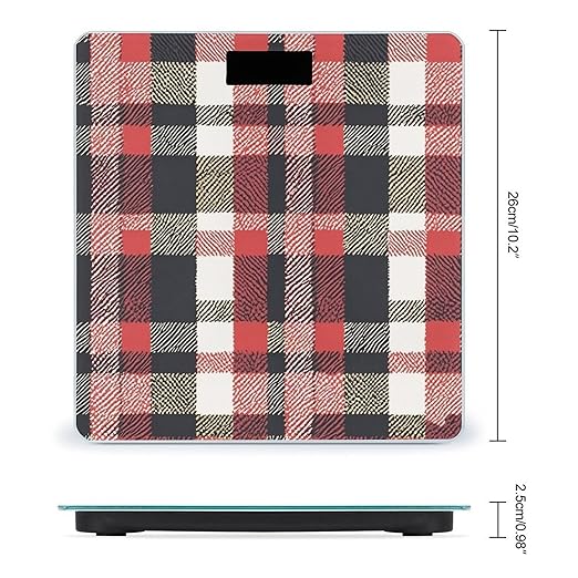 Plaid Red and Black Scale for Body Weight Smart Scales Digital Bathroom Scale High Precision Weighing Scales with Large Display Weighing Machine for People
