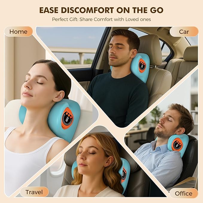 Neck Massager 2026 New Upgrade 3 in 1 Portable Massager with Heat &ampComfortable Stretching–Adjustable Intensity for Neck &amp Shoulder Relaxation at HomeOfficeTravel