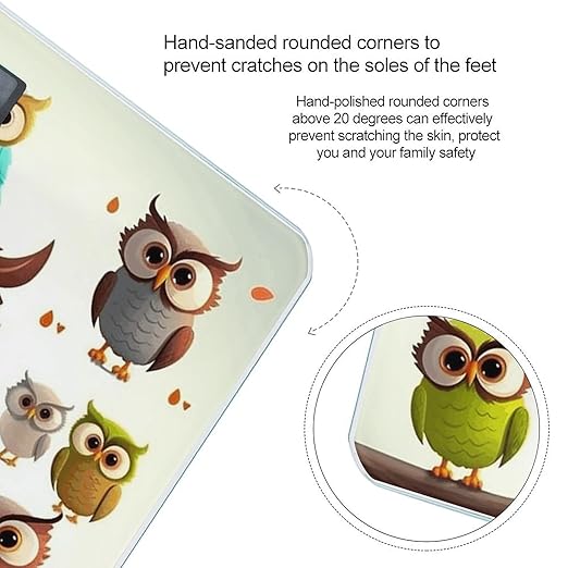 Cartoon Owl Bathroom Scale Large LCD Backlight Display Digital Scale Rounded Corners Body Scales Automatic Power On/Off Bathroom Scales for Home Bedrooms