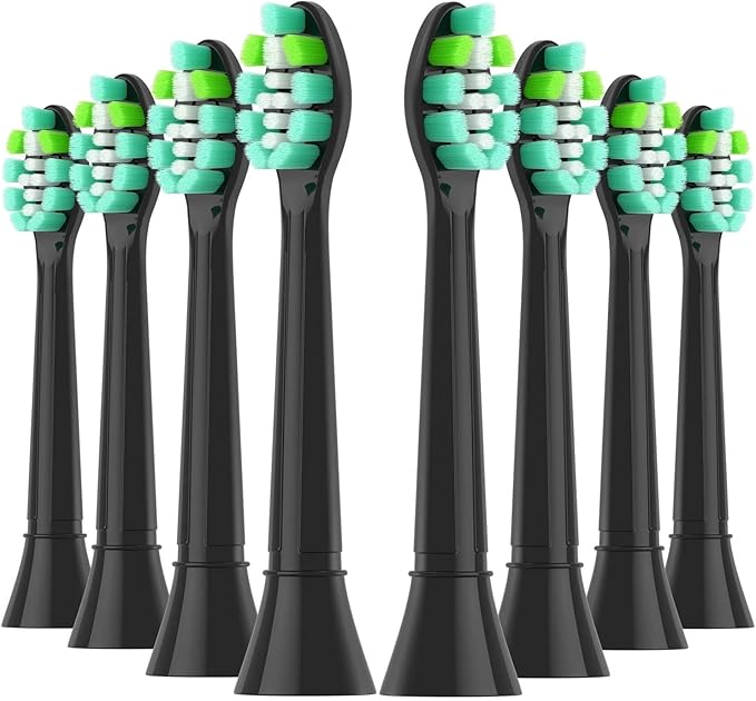 8pcs Replacement Toothbrush Heads Compatible with Phips Electric Brush Head 4100 6500 6100(8pcs Green-Black)