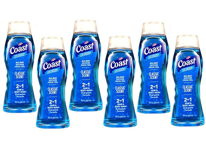 Coast 2 in 1 Hair &amp Body Wash Classic Scent 18 Oz. - (Pack of 6)