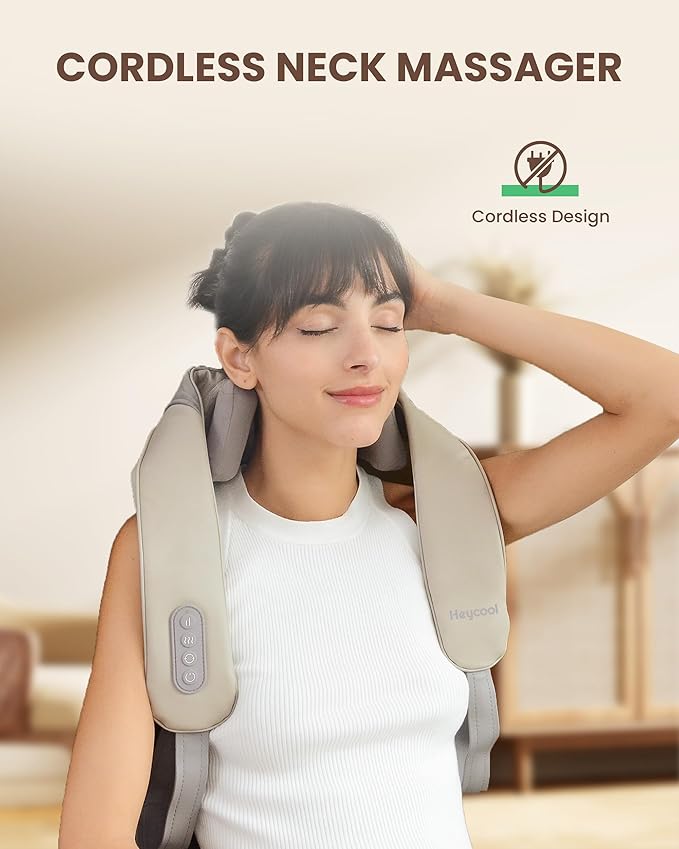 Cordless Neck Shoulder Massager with Heat Back Massager Pillow Gifts for Men Women