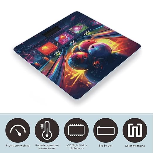 Bowling Balls Scale with LCD Precision Weighing Scales Sturdy Tempered Glass Weight Scales Easy-to-Read Anti-Slip Weight Digital Bathroom Scale for Daily