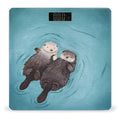 Otters Holding Hands Bathroom Scale Automatic Power On/Off Body Scales LCD Backlight Display Square Digital Scale Rounded Corners Bathroom Scales for Home Bedrooms