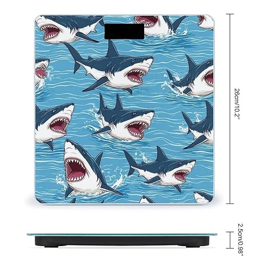 Smart Scale for Body Weight Automatic Switch Digital Bathroom Weighing Scale Retro Ocean Sea Sharks