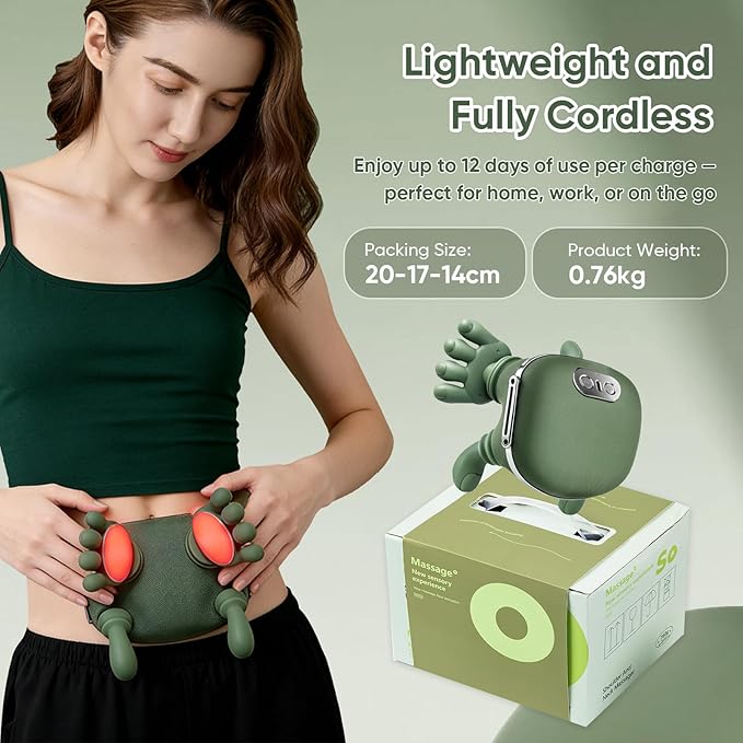 Bionic Neck Massager with Adjustable Heat Portable Deep Tissue 4D Kneading Electric Shoulder Massager Compact Design with Soft Silicone Massage Heads for Relaxation and Comfort