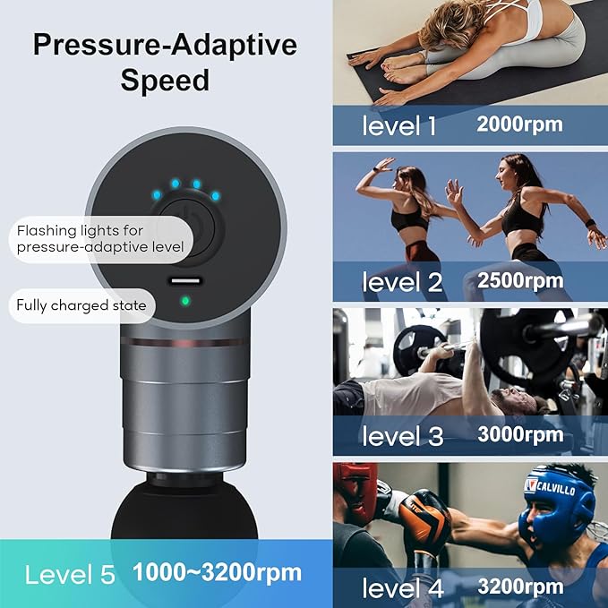 arboleaf Massage Gun Deep Tissue Balance of Power &amp Portability Full-Metal Percussion Massager with Silent Brushless Motor - Ultra-Quiet Pocket-Sized for Athletes Back Pain Relief Home Office Tra
