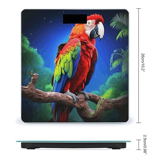 Parrot Bathroom Scale for Body Weight Bathroom Weighing Scale with Backlit LCD Display Highly Accurate Measures Weight Up to 180kg