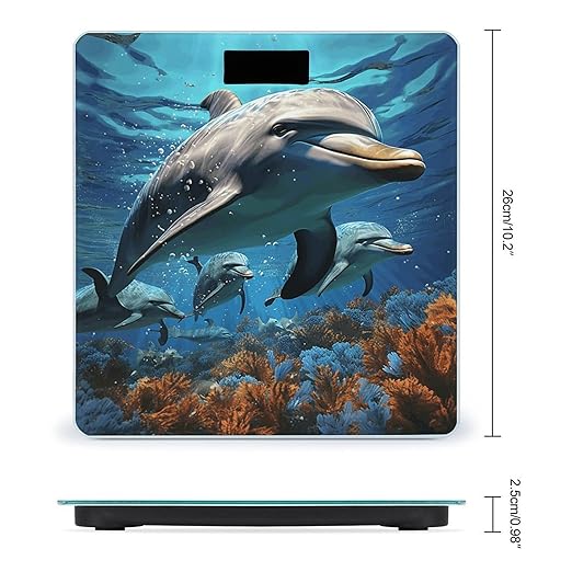 Dolphins Digital Bathroom Scale for Body Weight Weighing Scale with Backlit LCD Display High Precision Measurements &amp Measures Weight Up to 180kg