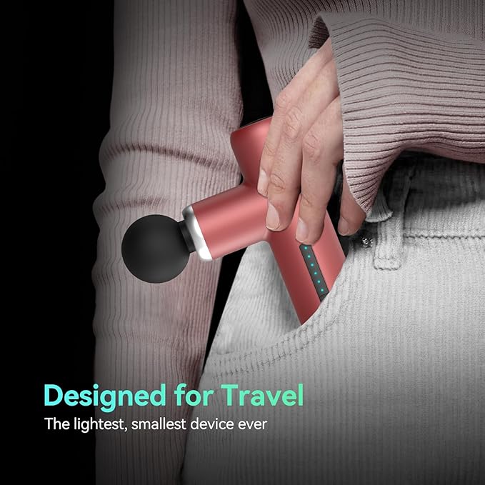 Mini Massage Gun Pocket-Sized Massage Gun Deep Tissue Quiet Portable Percussion Muscle Travel Massager GunBack/Neck Massager for Pain Relief Deep Tissue (Red)