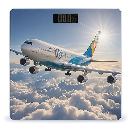 Airplane Bathroom Scale for Body Weight with High Precision Large LCD Backlight Display Digital Weighing Scale with BMI Capacity Up to 180kg