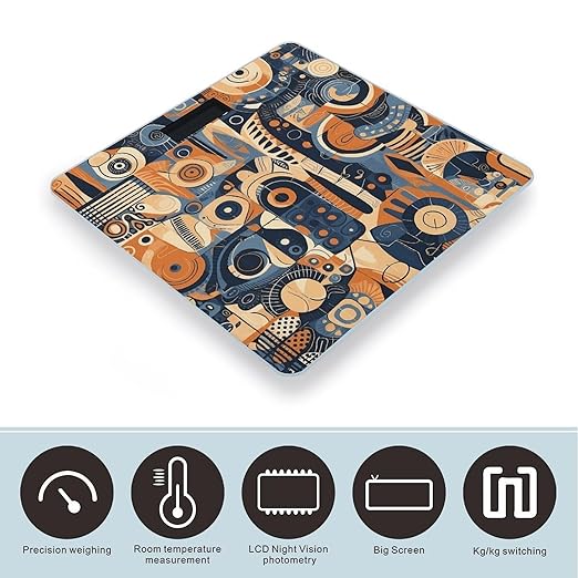 Modern Style Pattern Scale for Body Weight Precision Bathroom Weighing Scales with Back Lit LCD Display Sturdy Tempered Glass Body Weight Scales Digital Bathroom Scale 400lb