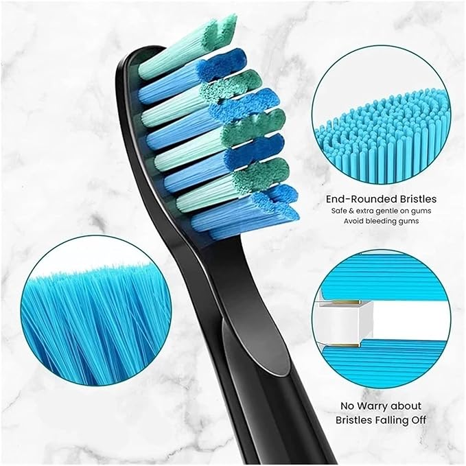5-10Pcs Replacement Brush HeadsCompatible for Seago/Fairywill Electric Toothbrush FW/SG 507/508/515/551/917/959/908(5 Black 5 White)