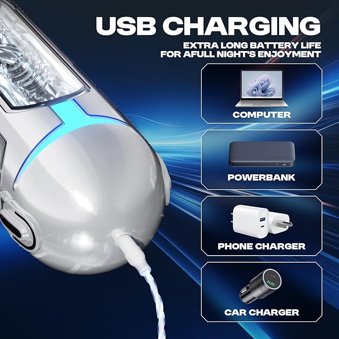 Male Masterburbatar Hands Free with 10 Vibration Sucking Massagers Modes Automatic Male Mastusbafor Tight Sleeve Hoodies Pussy Pocket Silicone Electric Massager Machine PW101446 (Grey)