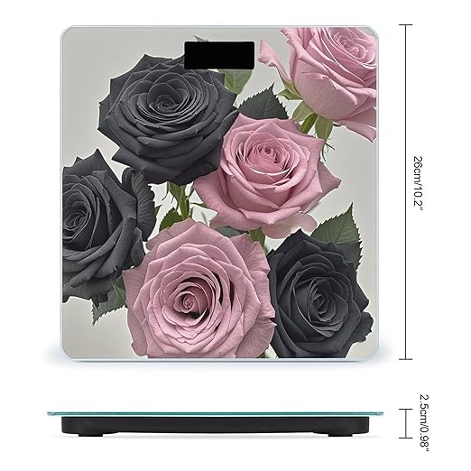 Rose Color Blush and Black Bathroom Scale Digital Weight Scale Precision 400 Lbs Weighing Scales Large with LCD Backlight Display BMI Measures