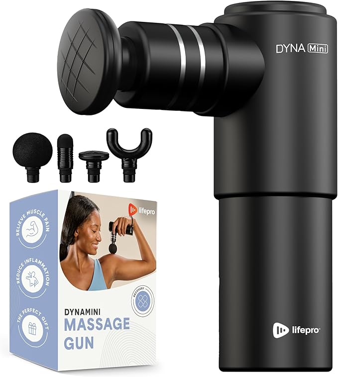 LifePro Percussion Massage Gun FSA HSA Eligible– Deep Tissue Handheld Massager for Athletes – Muscle Recovery Tool for Men &amp Women – Quiet Portable with Attachment Heads &amp Travel Case