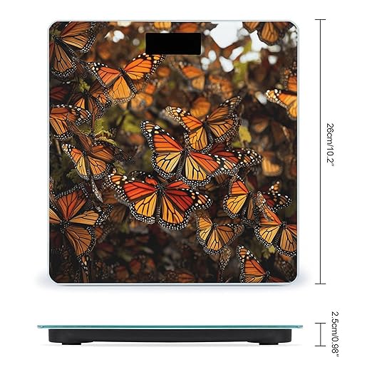 Monarch Butterflies Scale for Body Weight Highly Accurate Digital Bathroom Scale Sturdy Tempered Glass Weighing Scales with LCD Display Fashion Body Fat Smart Scales 400lb