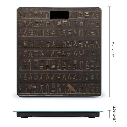 Ancient Egyptian Hieroglyph Scale for Body Weight High Precision Digital Weight Scales with LCD Display Anti-Slip Sturdy Slim Tempered Glass Bathroom Scale for Home Use
