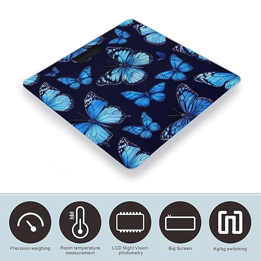 Digital Bathroom Weighing Scale Energy Saving Scale Smart Scale for Body Weight Beautiful Butterflies Blue Butterfly