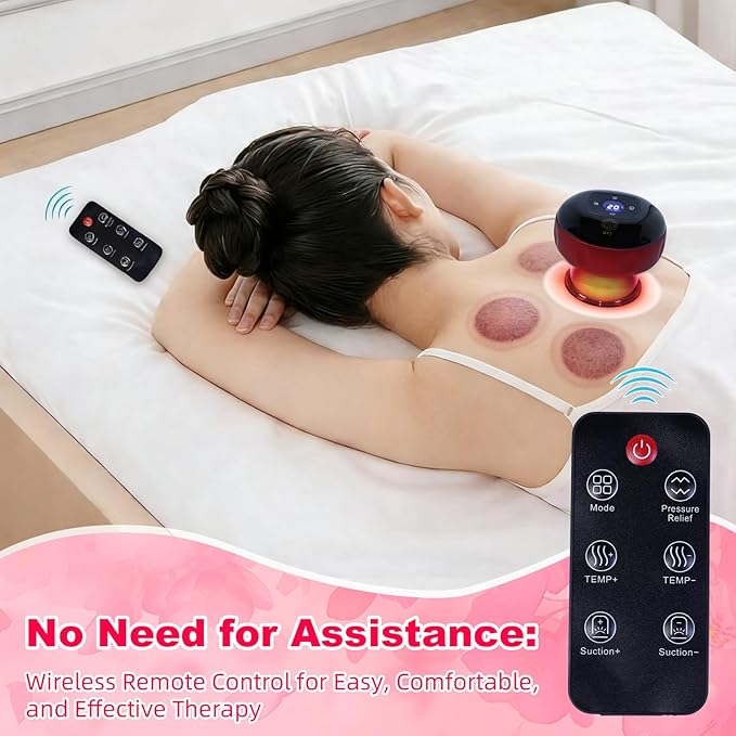 6-in-1 Cupping Set Remote Control Smart Electric Cupping Therapy Massager with Red Light and Heat Portable Suction Cupping Device for Pain Relief Perfect Festival Gifts for Husband&ampMen