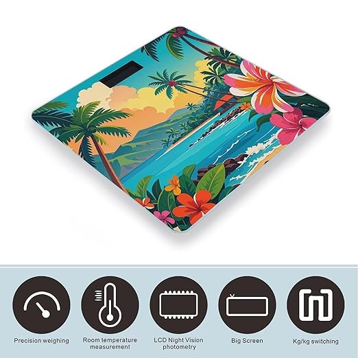 Hello Hawaii Scale for Body Weight Accurate Digital Bathroom Scale Toughened Glass High Precision Scales Smart Weight Scales with Large LCD Backlight Display Weighing Machine