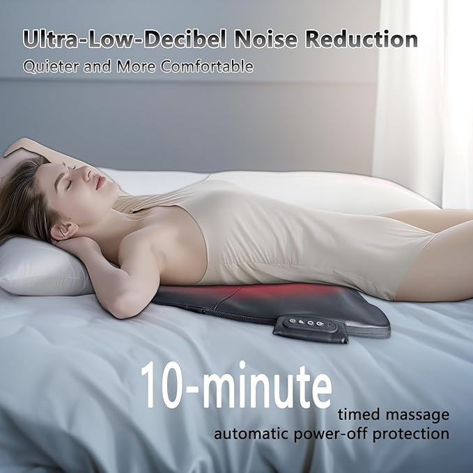 Back Massager for Pain Relief Deep Tissue Ultrathin Rolling Up and Down Full Back Massage with Heat 4D Shiatsu Kneading Shoulder Massager Extended Widened Design for Home Office Car Use Beige