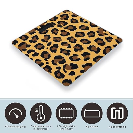 Smart Scale for Body Weight Automatic Switch Digital Bathroom Weighing Scale Leopard Skin Texture Print