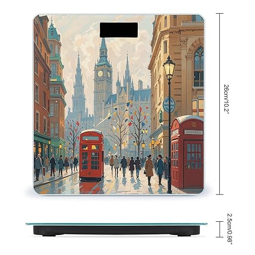 London Impression Scale for Body Weight Accurate Digital Bathroom Scale Toughened Glass High Precision Scales Smart Weight Scales with Large LCD Backlight Display Weighing Machine