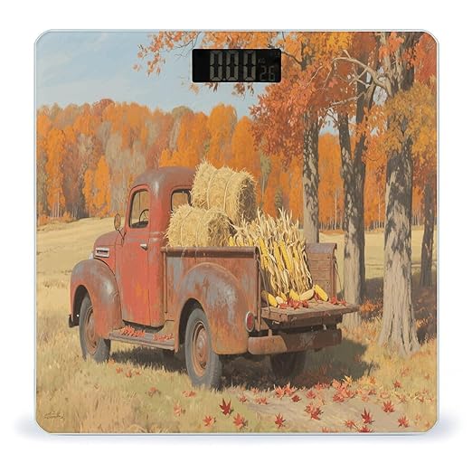Autumn Fall Truck Weight Scale Large Digital Bathroom Scales with Bright LED Display Non Slip Digital Scale and Step On Fashion Weighing Machine for Body