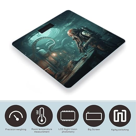 Cool Octopus Diver Digital Bathroom Scale for Body Weight Weighing Scale with Backlit LCD Display High Precision Measurements &amp Measures Weight Up to 180kg