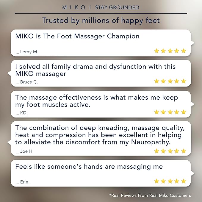 MIKO Foot Massager Machine with Deep-Kneading Compression Shiatsu and Heat for Plantar Fasciitis Neuropathy - Fits up to Men Size 12