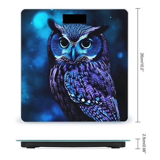 Blue Owl Scale with LCD Precision Weighing Scales Sturdy Tempered Glass Weight Scales Easy-to-Read Anti-Slip Weight Digital Bathroom Scale for Daily