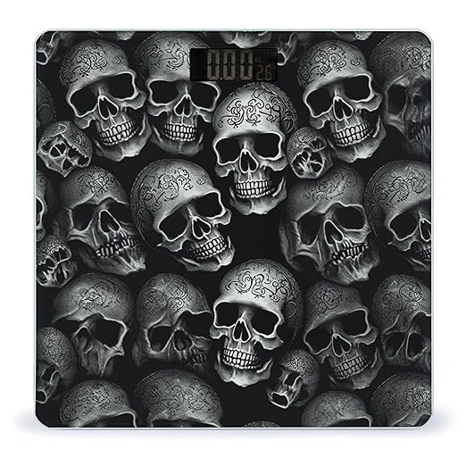 Black Skull Bathroom Scale for Body Weight LCD Display Digital Bathroom Scale Tempered Glass Bathroom Weight Scales Fashion Smart Scales for Home Bedroom 400 Lb