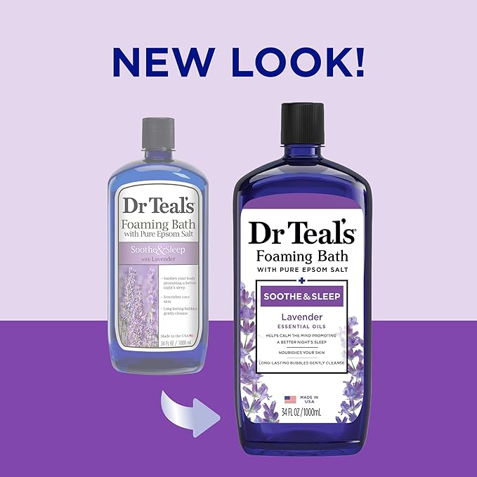 Dr Teal's Body Wash &amp Foaming Bath Bundle with Epsom Salt Eucalyptus &amp Spearmint and Lavender Scents 24 fl oz &amp 34 fl oz (2 Packs)
