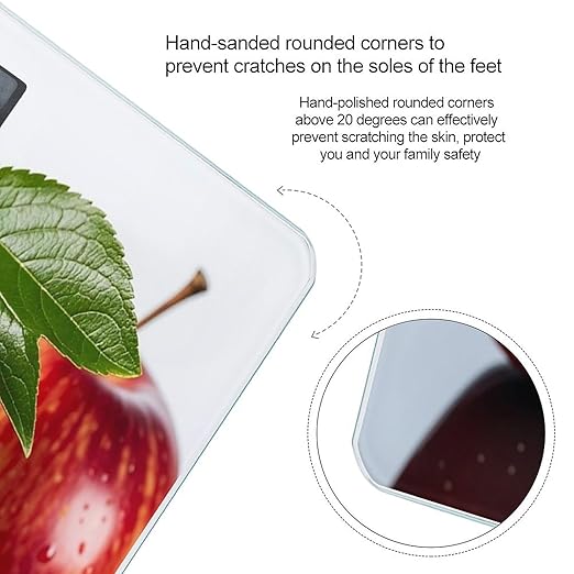 Red Apple Fruit Scale for Body Weight Accurate Digital Bathroom Scale Toughened Glass High Precision Scales Smart Weight Scales with Large LCD Backlight Display Weighing Machine