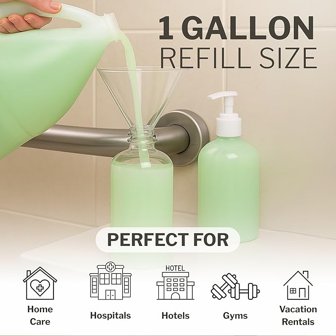 McKesson Body Wash and Shampoo - 1  Gallon Bulk Refill Full Body Wash with Aloe Cucumber Melon Scent - Sensitive Skin &amp Hair 2‑in‑1
