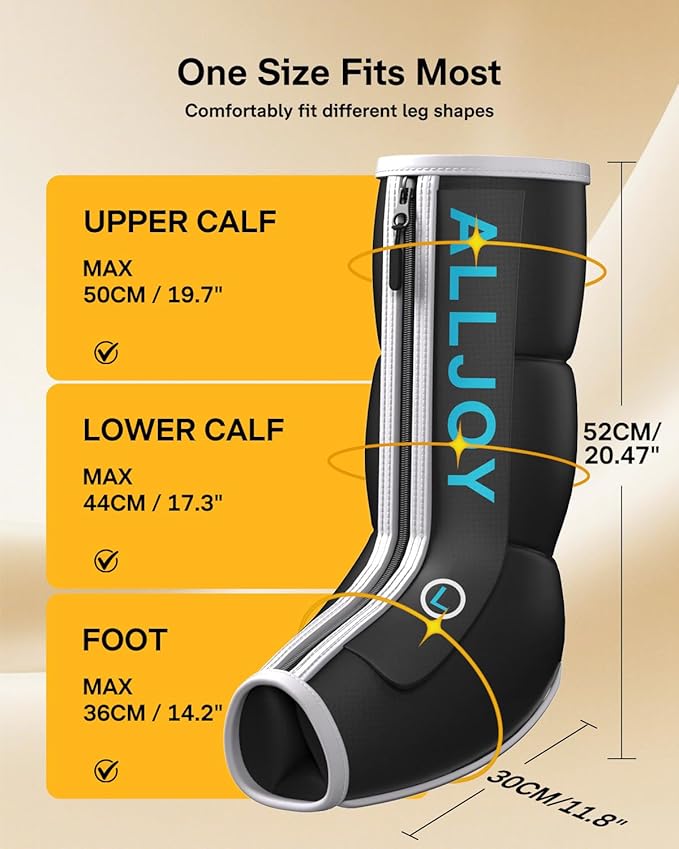 ALLJOY Fathers Mothers Day Gifts Leg Massager with Heat and Compression Sequential Leg Compression Massager Boots w/ 2 Heat 4 Mode 4 Intensity Leg Massager for Circulation and Pain Relief FSA