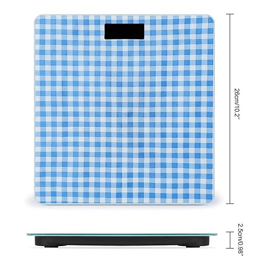 Digital Bathroom Scale for Body Weight Scale with Bright LCD Display High Accuracy Step-On Technology Auto On/Off Blue and White Plaid Digital Scales 400 Lbs /180kg