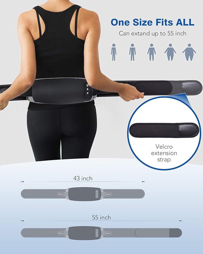 KNQZE Cordless Back Massager Belt for Pain Relief Stomach Massager for Digestion Heating Pad with 2 Heating Levels Slimming Massage Belt with 3 Vibration Modes Gifts for Women Men