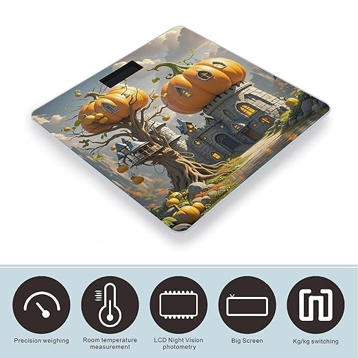Pumpkin Building Weight Scale Highly Accurate Digital Weighing Scale with Large LCD Display Smart Bathroom Scales for Home Bedrooms and Gift Giving