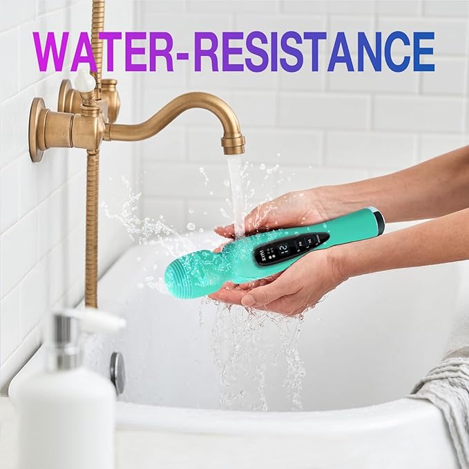 Cordless Massager with LCD Display Personal Massager for Pain Relief Powerful 12 Vibrating Massage Wand Blue