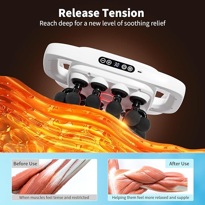 20-Head Massage Gun 30 Intensity Levels 3 Modes Deep Tissue Massager with 50KG Force &amp Noise-Free Motor for Neck Back Legs Shoulders Portable for Full Body Muscle Recovery