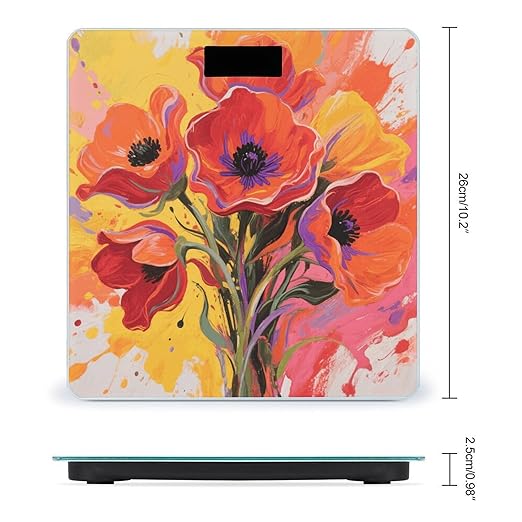 Colorful Flowers Weight Scale Large Digital Bathroom Scales with Bright LED Display Non Slip Digital Scale and Step On Fashion Weighing Machine for Body