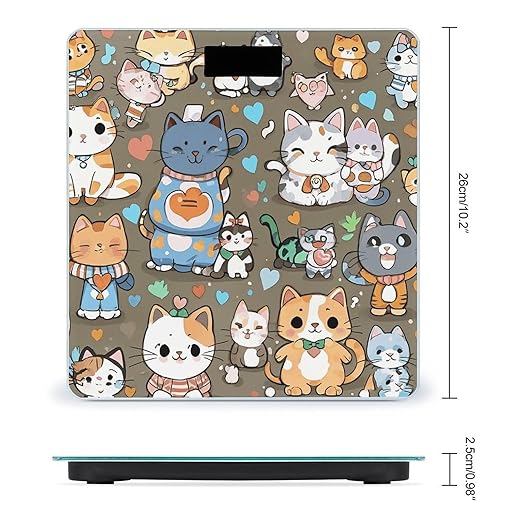 Lovely Cartoon Cats Bathroom Scale for Body Weight LCD Display Digital Bathroom Scale Tempered Glass Bathroom Weight Scales Fashion Smart Scales for Home Bedroom 400 Lb