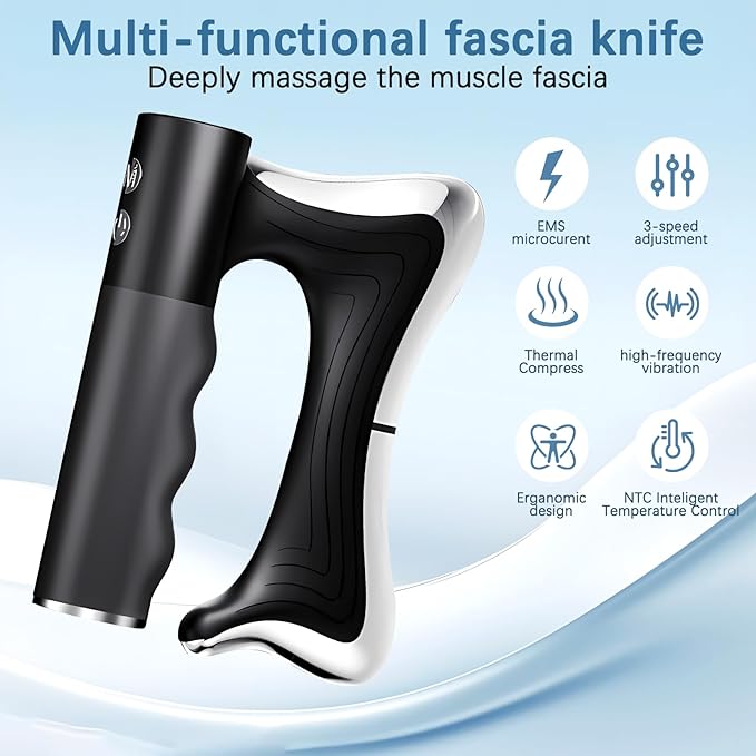 Heated Muscle Scraper Tool Electric Muscle Scraper Tool with Vibration Massage&amp Heat Portable Gua Sha Massager for Full Body Muscle Recovery Fascia Tool Massage Tools for Deep Tissue