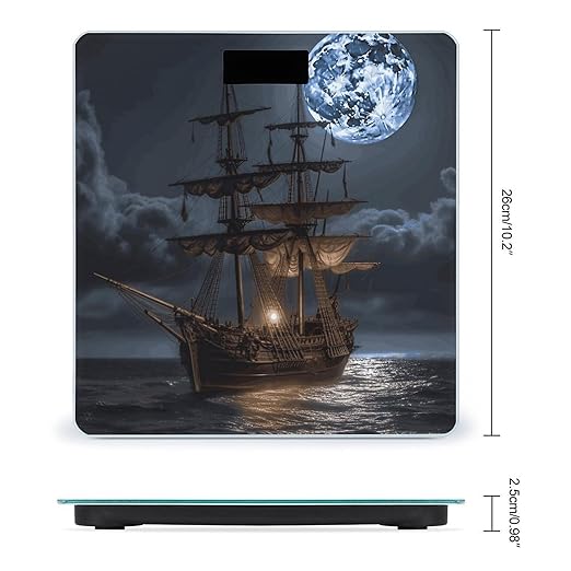 Pirate Sailboat Full Moon Bathroom ScaleHighly Accurate Digital Weighing Machine for People Bright LED Display Weight Scale for The Aldult Home Use