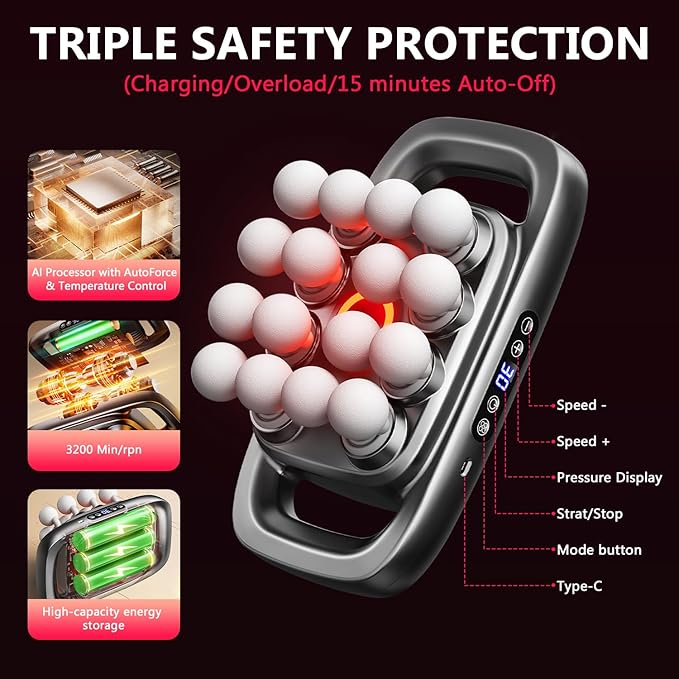 16 Heads Massage Gun Set Body Massage for Back Shoulders Neck Legs Foot Massage Gun deep Tissue Pain Relief Percussion Massager with 3 Modes &amp 30 Intensity Levels Gifts for Mom and Dad